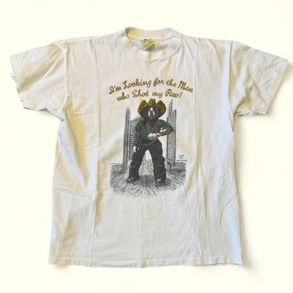 Vintage 90s Big Dogs “I’m looking for the man that shot my paw” tee size LARGE